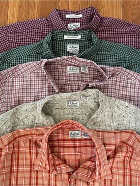 L.L. Bean Men’s Button Down Light Cotton Shirts lot of 5